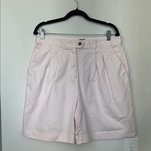 VTG 90’s Basic Edition Women’s Pastel Soft Pink Pleated Bermuda Preppy Shorts 12 - Picture 1 of 7